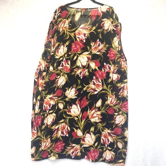 NWT Marybelle Sadie Dress Womens 4X Floral Sleeveless Chiffon Dark Romantic Knee - Picture 2 of 16